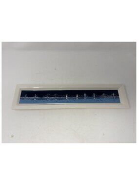 Fishs Eddy Ana Benaroya serving platter bridges narrow blue white new york nyc